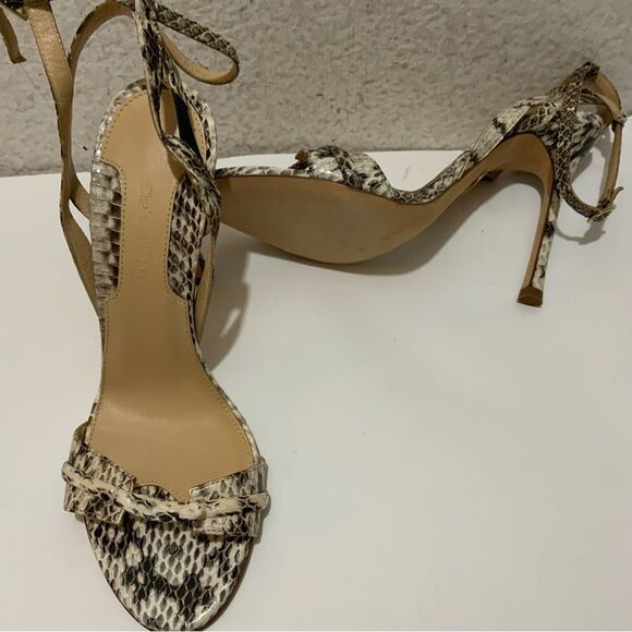 Chelsea Paris Beige Multi Snakeskin Stiletto High Heels Sandals Size 7B/ 37 NEW - Picture 4 of 13